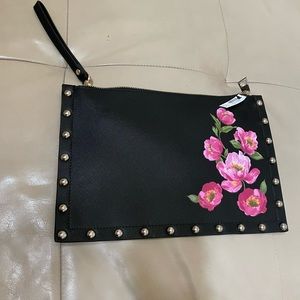 White House Black Market Clutch withStuds and Roses, NWT